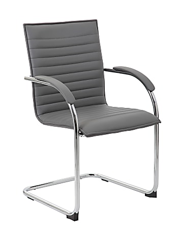 Boss Office Products Ribbed Side Chairs, Gray, Set Of 2