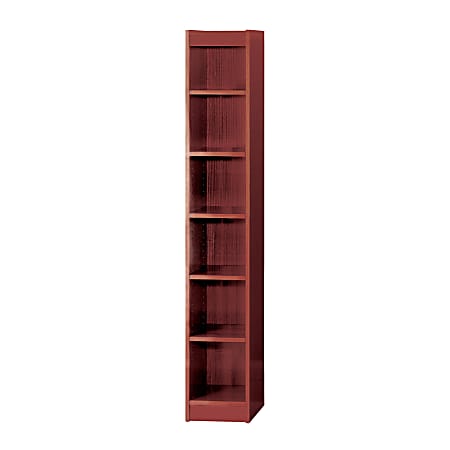 Safco® WorkSpace® Wood Veneer Baby Bookcases, 6 Shelves, 72"H x 12"W x 12"D, Mahogany