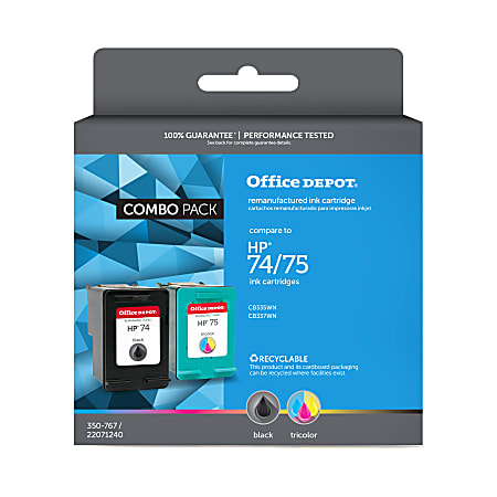Office Depot® Brand Remanufactured Black And Tri-Color Ink Cartridge Replacement For HP 74, 75 Pack Of 2, OD74-75