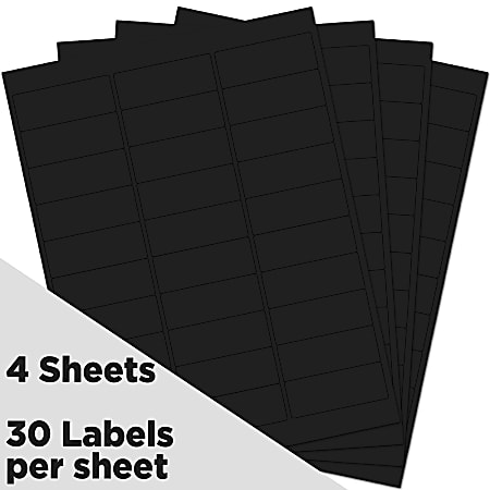 JAM Paper® Mailing Address Labels, 1" x 2-5/8", Black, 30 Labels Per Sheet, Pack Of 4 Sheets