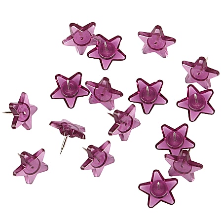 Fashion Pushpins, 3/5", Star Shape, Purple, Pack Of 60