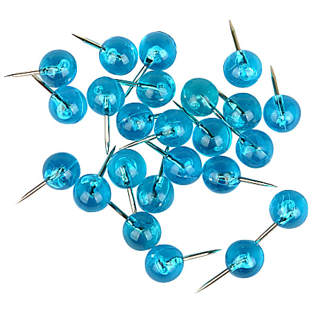 Fashion Pushpins, 3/8", Round Shape, Teal, Pack Of 60