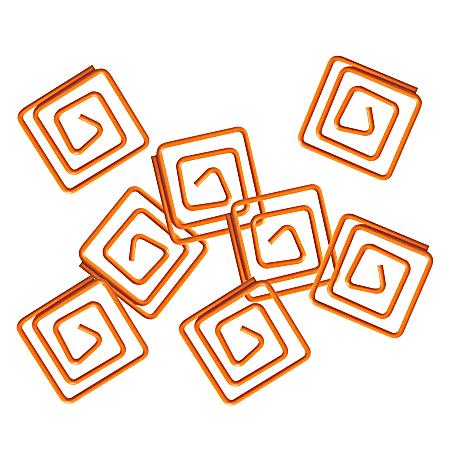 Shaped Paper Clips, Square Shape, 1 1/5", Orange, Pack Of 60