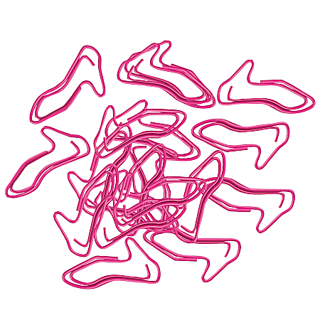 Shaped Paper Clips, Shoe Shape, 1", Hot Pink, Pack Of 60