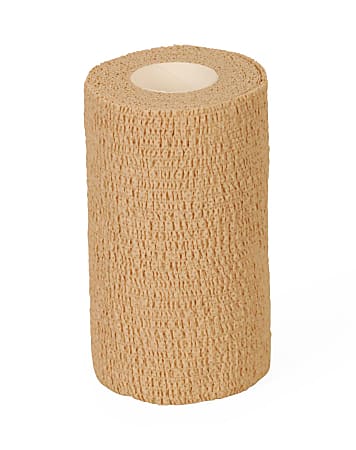 Medline Caring Non-Sterile Latex Self-Adherent Wraps, 6" x 5 Yd., Tan, Pack Of 12