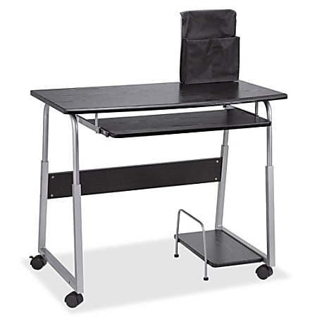 Lorell® Mobile Computer Desk, Black/Silver