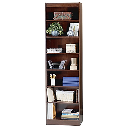 Safco® WorkSpace® Wood Veneer Baby Bookcases, 7 Shelves, Mahogany