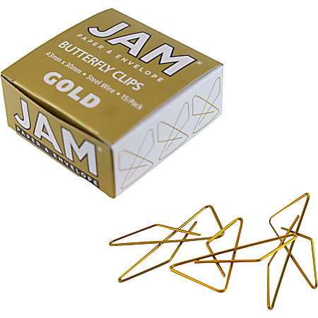 JAM Paper® Butterfly Paper Clips, Pack Of 15, Gold