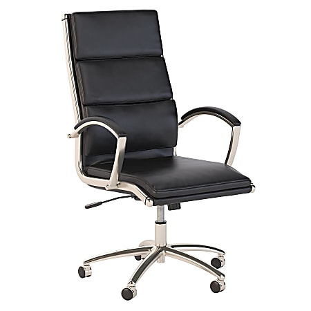 Bush Business Furniture Modelo Bonded Leather High-Back Office Chair, Black, Standard Delivery