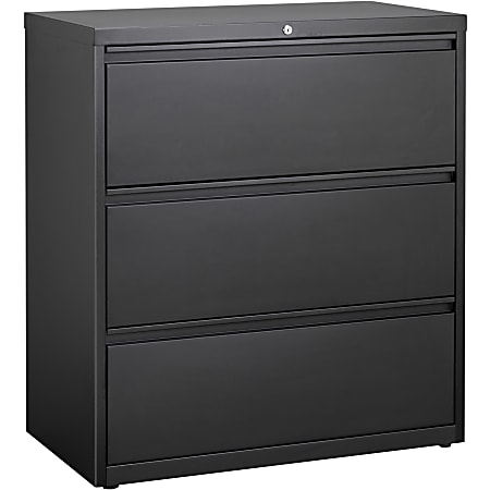 Lorell® 36"W x 18-5/8"D Lateral 3-Drawer Letter/Legal File Cabinet, Black