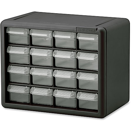 Akro Mils Plastic 24 Drawer Storage Cabinet 15 1216 x 20 x 6 616 BlackClear  - Office Depot