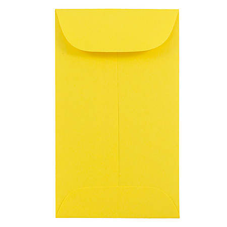 JAM Paper® Coin Envelopes, #3, Gummed Seal, Yellow, Pack Of 50 Envelopes