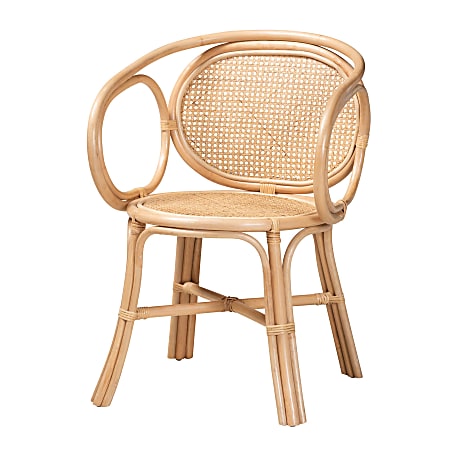 bali & pari Palesa Rattan Dining Accent Chair, Natural Brown