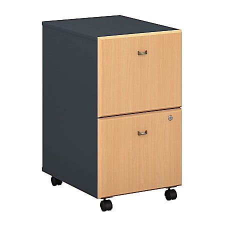 Bush Business Furniture Office Advantage 2 Drawer Mobile File Cabinet, Beech/Slate, Standard Delivery