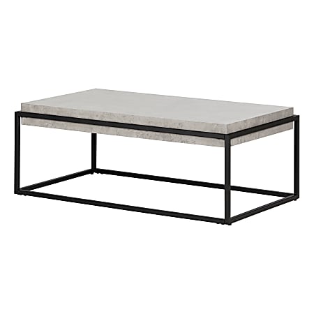 South Shore Mezzy Modern Industrial Coffee Table, 16-1/2"H x 43-5/16"W x 23-5/8"D, Concrete Gray