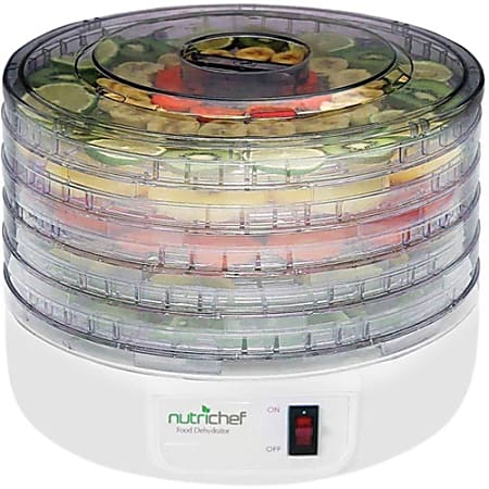NutriChef Electric Countertop Food Dehydrator, Food Preserver (White)