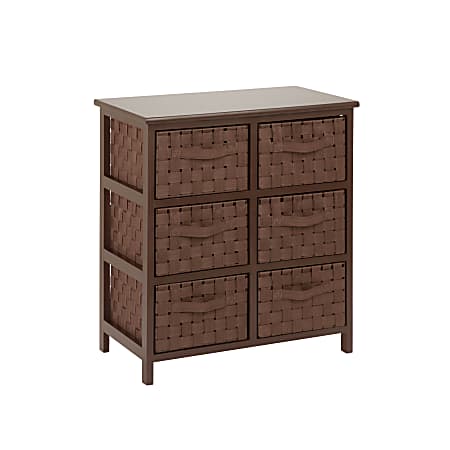 Honey-can-do TBL-03758 Woven Strap 6 Drawer Chest with Wooden Frame - 21.5" x 12" x 24" - 6 x Drawer(s) - Java Brown - Wood, Natural Wood, Fabric