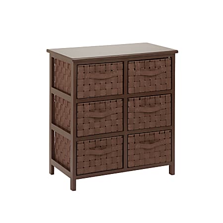 Honey-can-do TBL-03758 Woven Strap 6 Drawer Chest with Wooden Frame - 21.5" Length x 12" Width x 24" Height - 6 x Drawer(s) - Java Brown