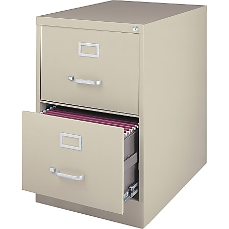 Lorell® Fortress 28-1/2"D Vertical 2-Drawer Legal-Size File Cabinet, Metal, Putty