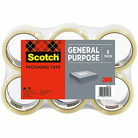 Scotch® 3350 General-Purpose Shipping Tape, 3" Core, 1 7/8" x 109 Yd, Clear, Pack Of 6