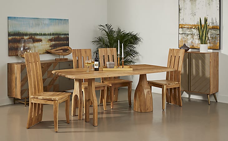 Coast to Coast Yorkshire Wood Abstract Dining Table, 30”H x 79”W x 40”D, Natural