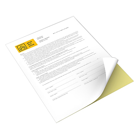 Alliance ExcelOne Carbonless Cut Print & Copy Paper, 10 Reams, Letter Size, 92 Brightness, 21 Lb, 2-Part Canary/White, 500 Sheets Per Ream