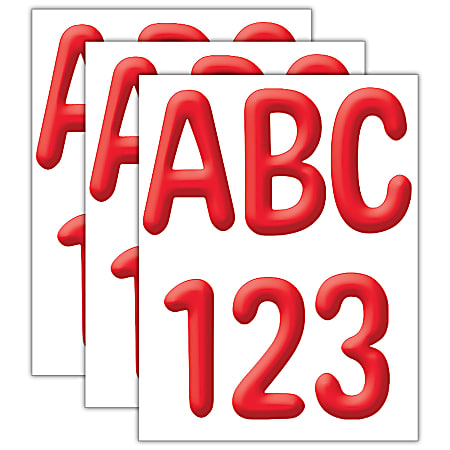 Eureka 4” Deco Letters, Color My World Solid Red, 180 Letters Per Pack, Set Of 3 Packs