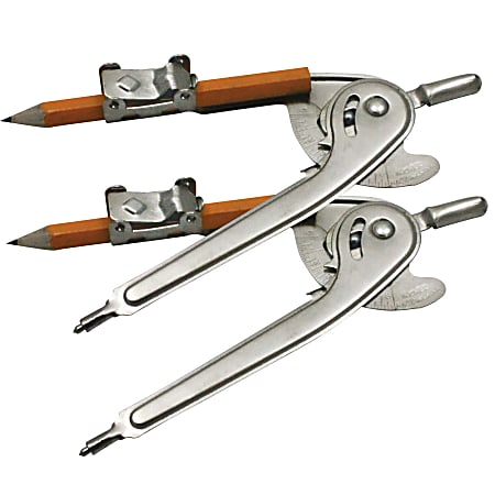 Charles Leonard Metal Ball-Bearing Compasses, 12", 12 Compasses Per Pack, Set Of 2 Packs