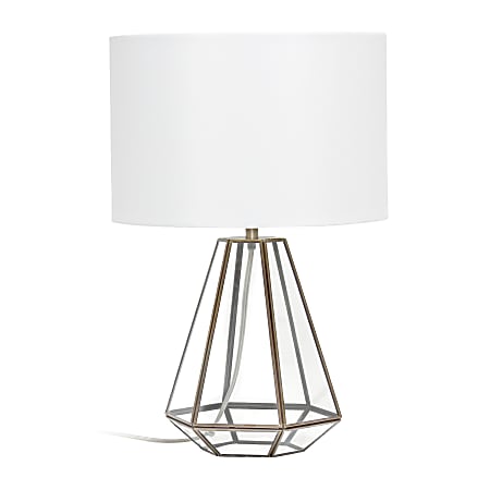 Lalia Home Transparent Triagonal Table Lamp, 18-1/4"H, White Shade/Brass Base