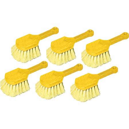 Rubbermaid® Commercial Short Handle Utility Brushes, 8", Yellow, Set Of 6 Brushes