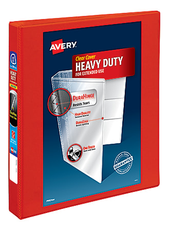 Avery® Heavy-Duty View 3-Ring Binder With Locking One-Touch EZD™ Rings, 1" D-Rings, Red