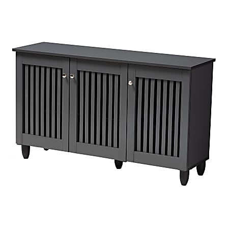 Baxton Studio Fernanda 3 Door Entryway Shoe Storage Cabinet Dark