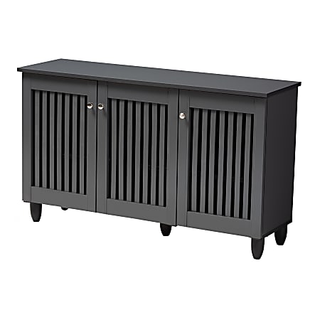 Baxton Studio Fernanda 3-Door Entryway Shoe Storage Cabinet, Dark Gray