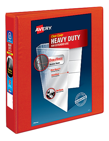 Avery® Heavy-Duty View 3-Ring Binder With Locking One-Touch EZD™ Rings, 1 1/2" D-Rings, Red