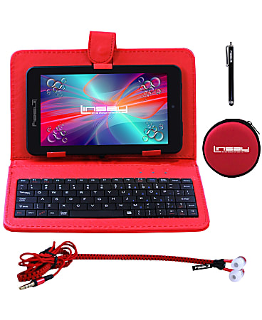 Linsay F7 Wi-Fi Tablet Kit, 7" Screen, 2GB Memory 32GB Android 12, Red