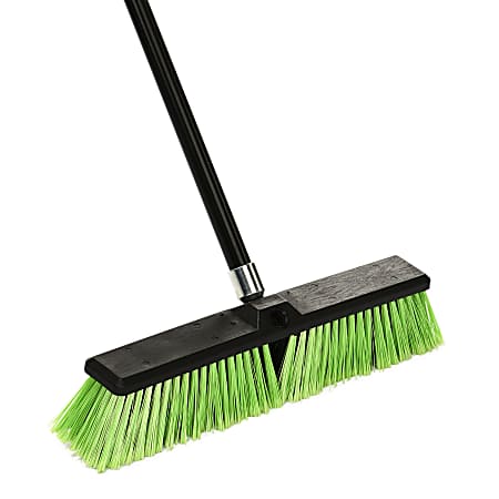 Alpine 18" Multi-Surface Push Brooms, Green, Pack Of 3 Brooms