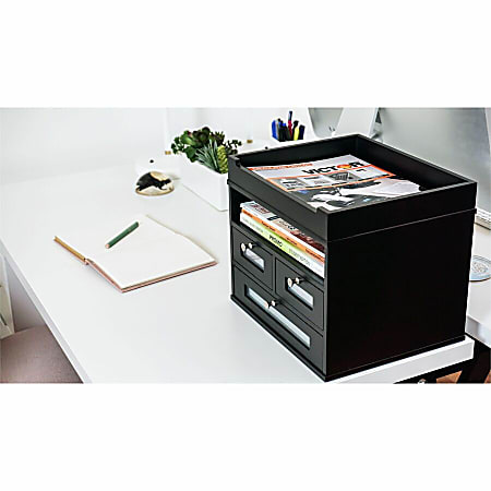 Victor Midnight Black Desk Organizer With Smartphone Holder