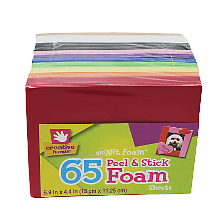 Fibre Craft sm'ART Foam® Adhesive Sheets, 4 7/16" x 5 15/16", Assorted Colors, 65 Per Pack, Box Of 3