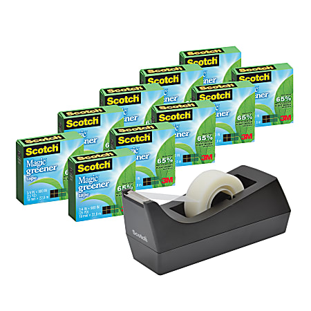 Scotch Magic Greener Invisible Tape With Desktop Dispenser 34 x 900 Clear  Pack of 10 rolls - ODP Business Solutions