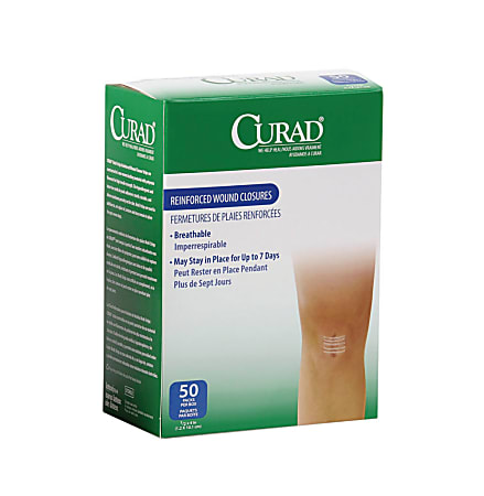 CURAD® Sterile Medi-Strips Reinforced Wound Closures, 1/2" x 4", White, 6 Per Pack, Box Of 50 Packs