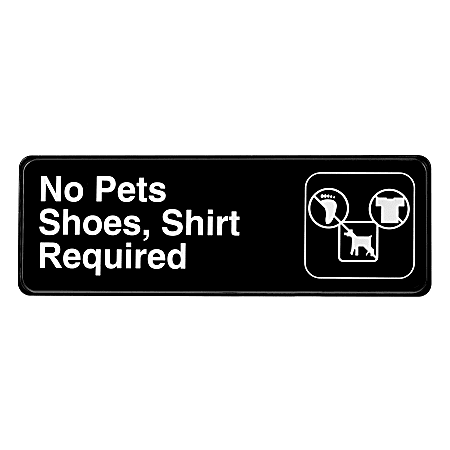 Alpine No Pets Shoes and Shirt Required Signs, 3" x 9", Black, Pack Of 15 Signs