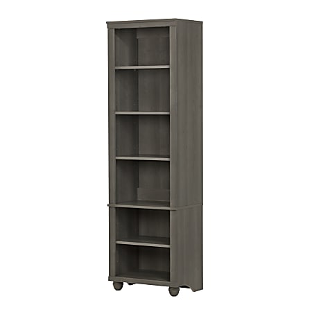 South Shore Hopedale Narrow 6-Shelf Bookcase, Gray Maple