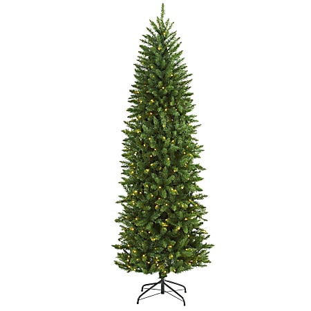 Nearly Natural Slim Green Mountain Pine Artificial Christmas Tree, 7’H, Green