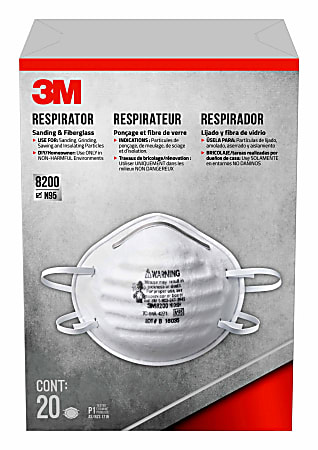 3M™ 8200 N95 Sanding and Fiberglass Respirator, White, 8200H20-DC, Pack of 20