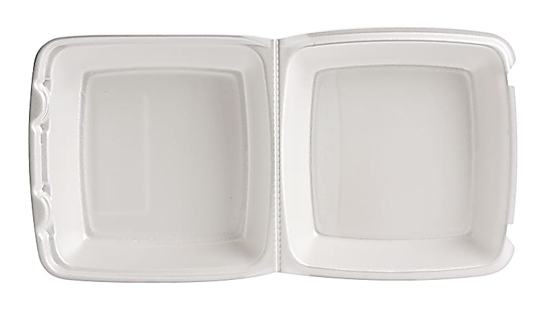 Dart Carryout Food Containers, 1 Compartment, 3 1/4" x 8 3/8" x 7 7/8", White, Pack Of 200