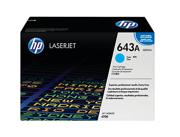 HP 643A Cyan Toner Cartridge, Q5951A