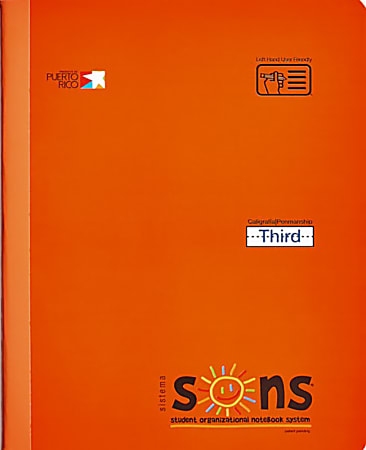 SONS System Third Notebooks, 9-3/4" x 7-1/2", 1 Subject, Primary Rule, 200 Sheets, Orange,