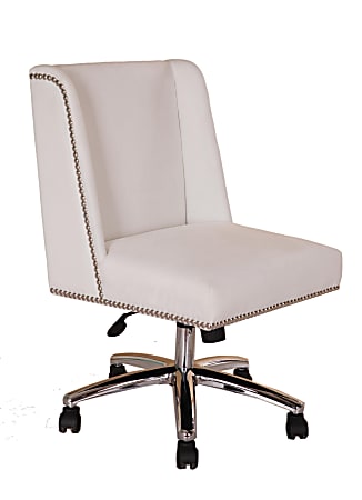 Boss Office Products Decorative Velvet Mid-Back Task Chair, White