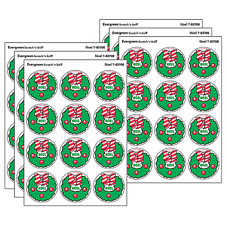 Trend Retro Scratch 'n Sniff Stinky Stickers, Noel/Evergreen Scent, 24 Stickers Per Pack, Bundle Of 6 Packs