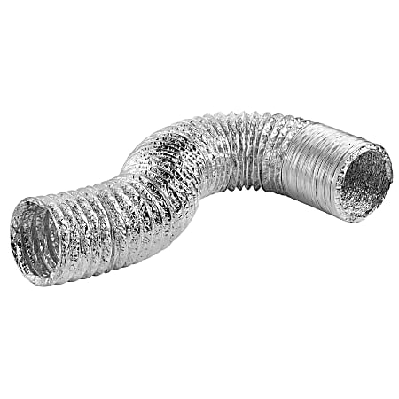 Lambro LamaFlex 4-Ply Aluminum Flex Duct For Bathroom Venting, Silver, 450/TD450